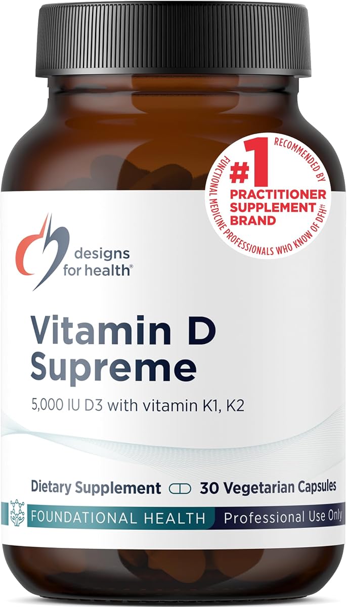 Vitamin D Supreme - Vitamin D 5000 IU with 2000mcg Vitamin K as MK4 for Bone Health, Heart Health, Mood & Immune Support - Vitamin D3 Enhanced with GG Supplement (30 Capsules)