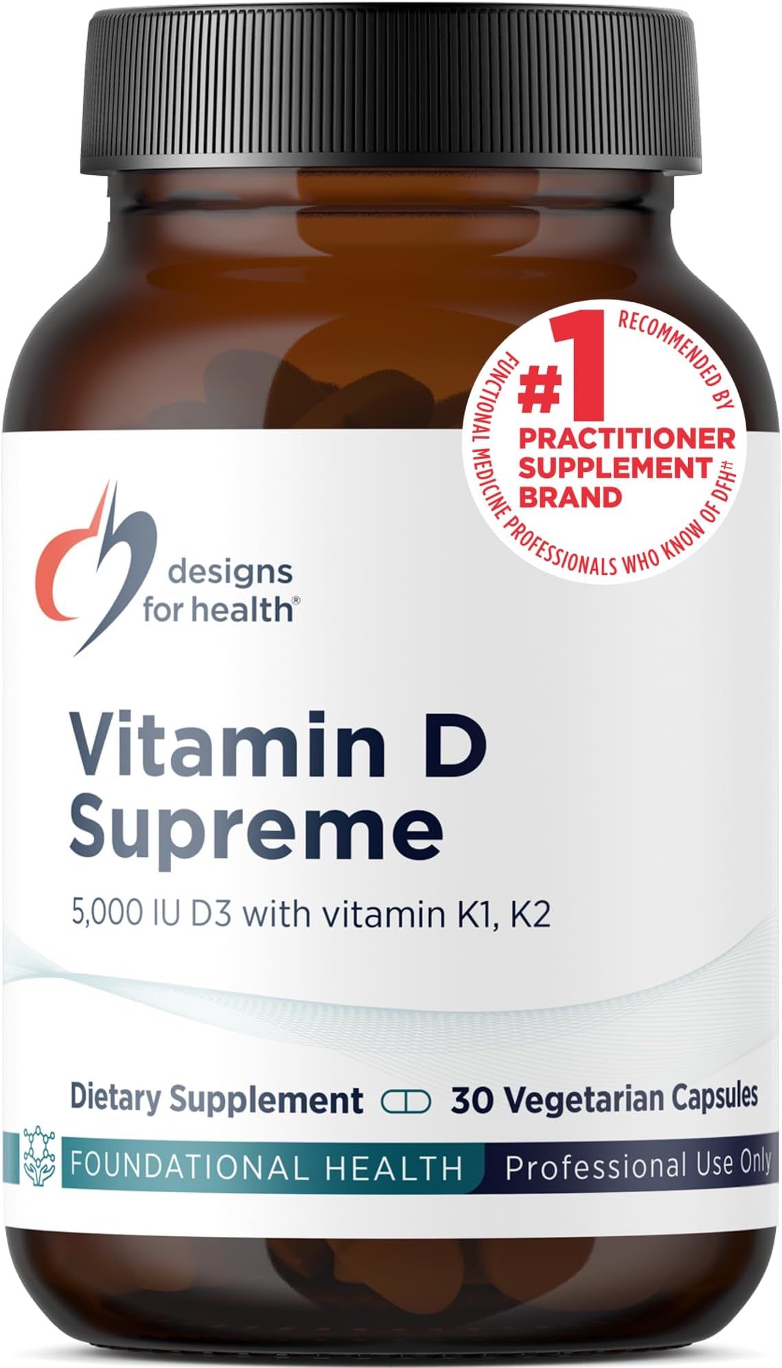 Vitamin D Supreme - Vitamin D 5000 IU with 2000mcg Vitamin K as MK4 for Bone Health, Heart Health, Mood & Immune Support - Vitamin D3 Enhanced with GG Supplement (30 Capsules)