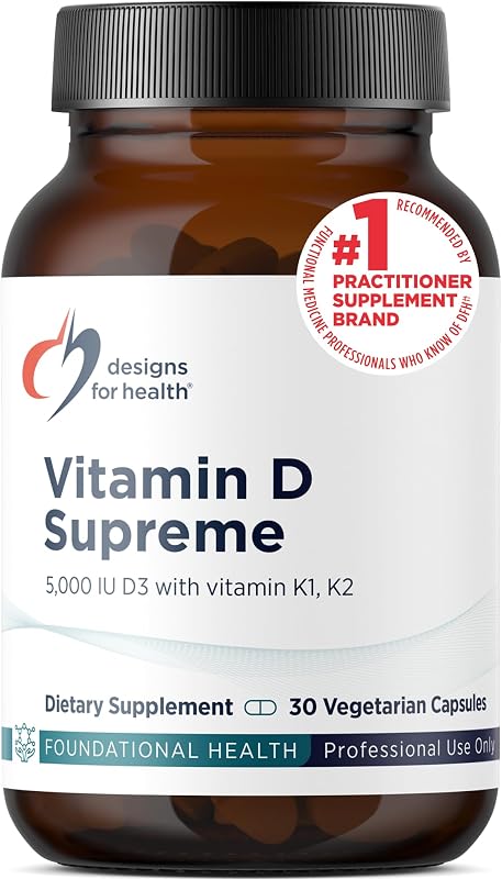 Vitamin D Supreme - Vitamin D 5000 IU with 2000mcg Vitamin K as MK4 for Bone Health, Heart Health, Mood & Immune Support - Vitamin D3 Enhanced with GG Supplement (30 Capsules)