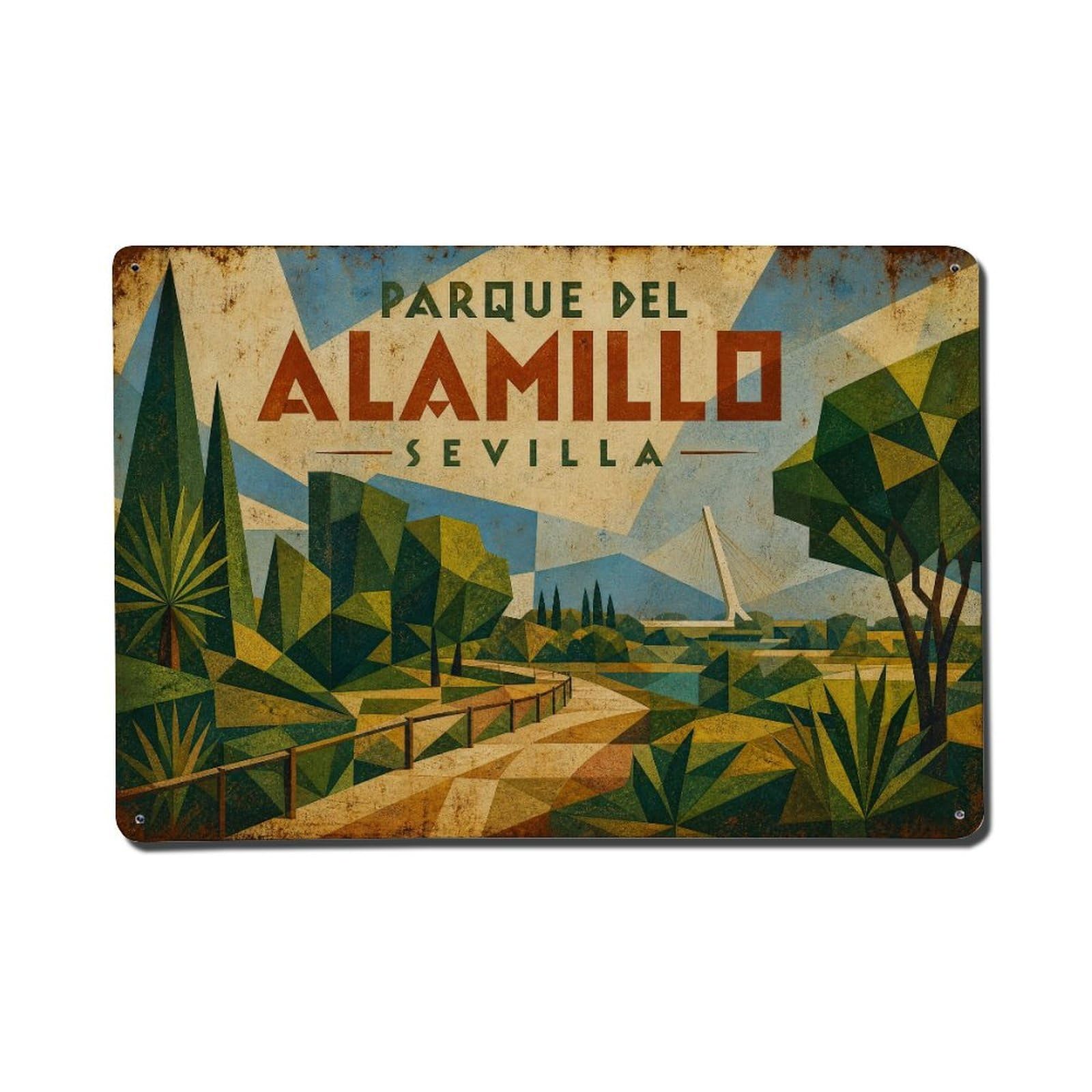 Vintage Travel Parque Alamillo Seville Natural Park Metal Tin Sign
