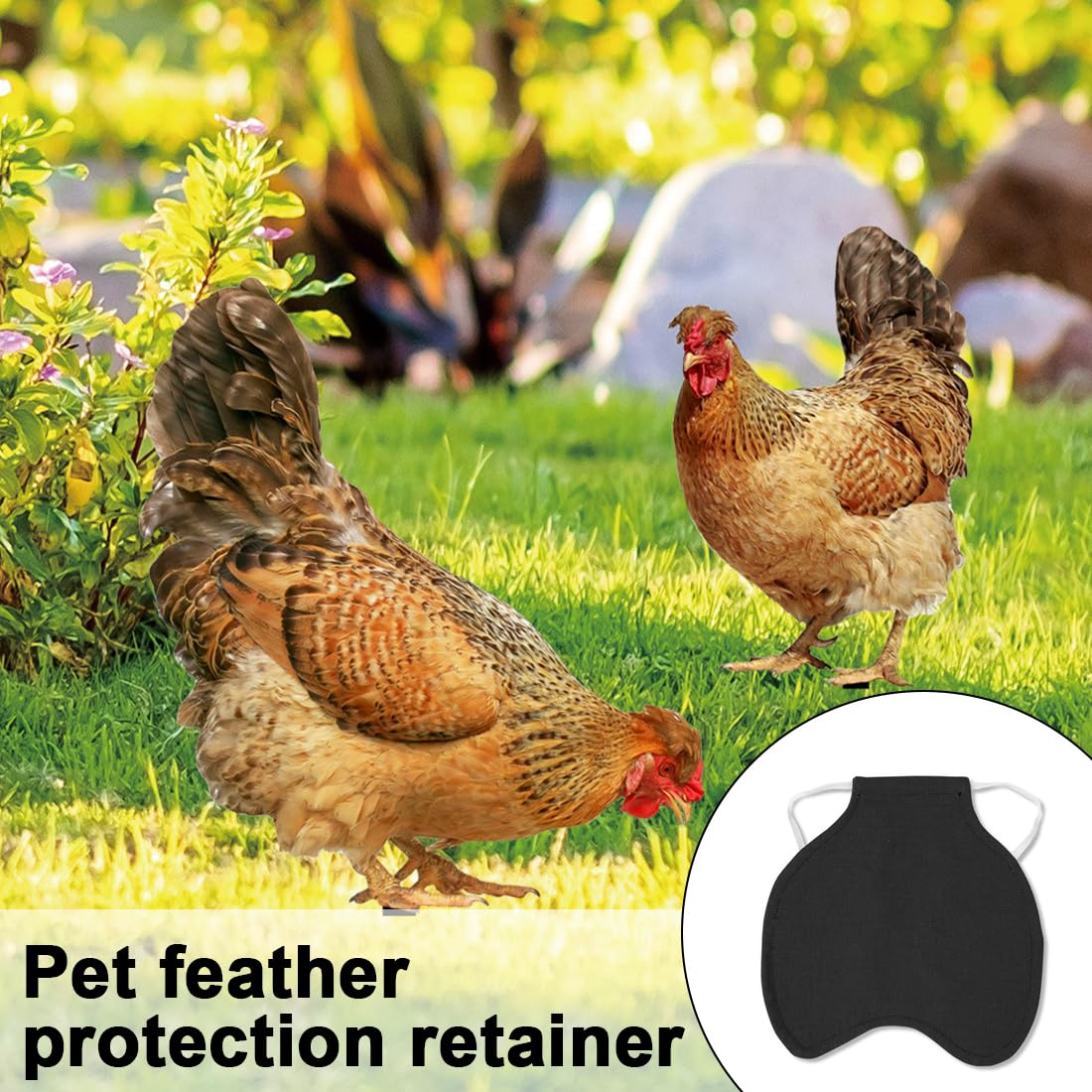 Selle de Protection pour Poules Tablier de Protection des Ailes Protège-Dos pour Poules et Canards Accessoire d'Élevage (Noir)