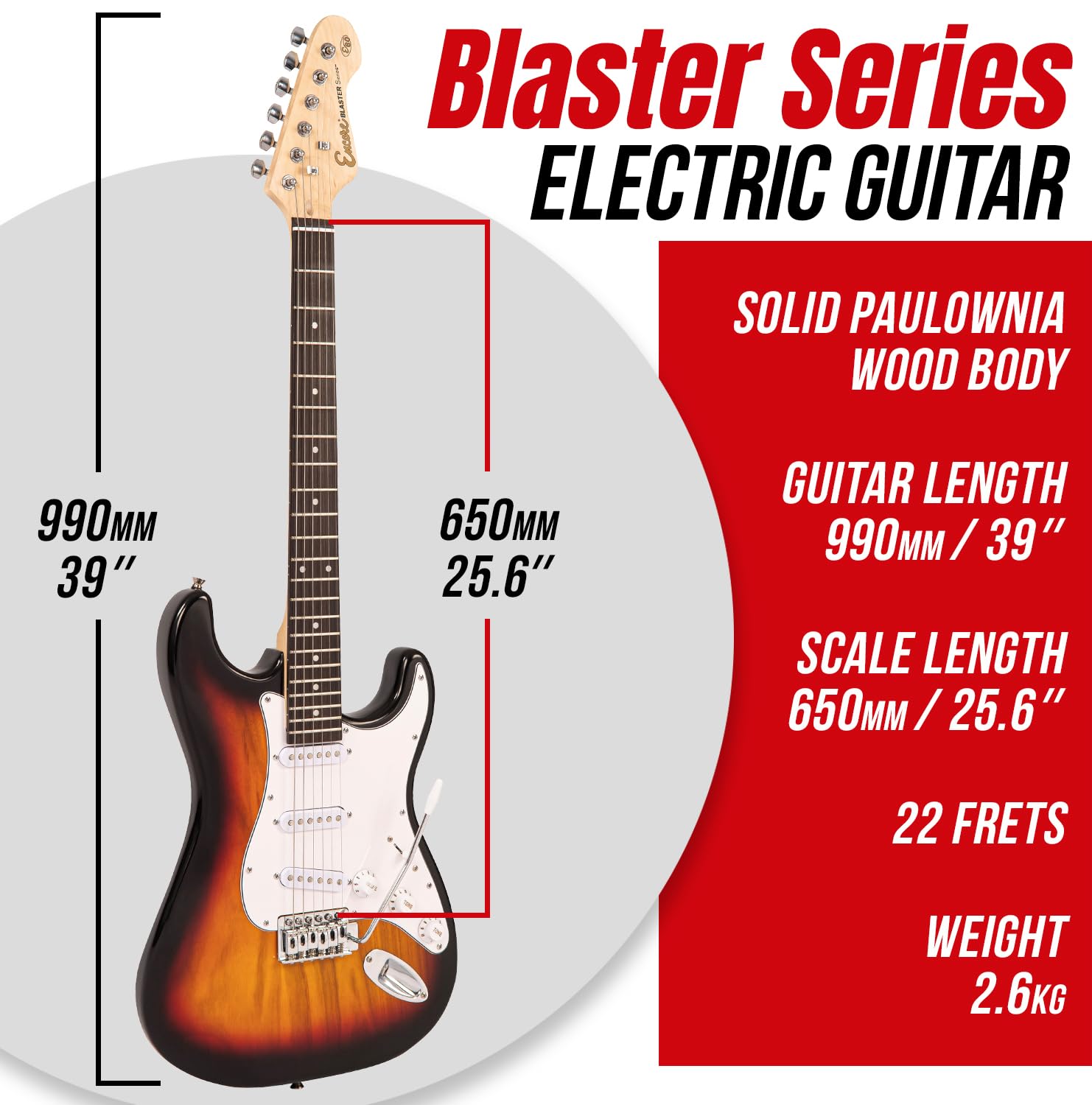 Encore E60 Blaster Gitara elektryczna Sunburst