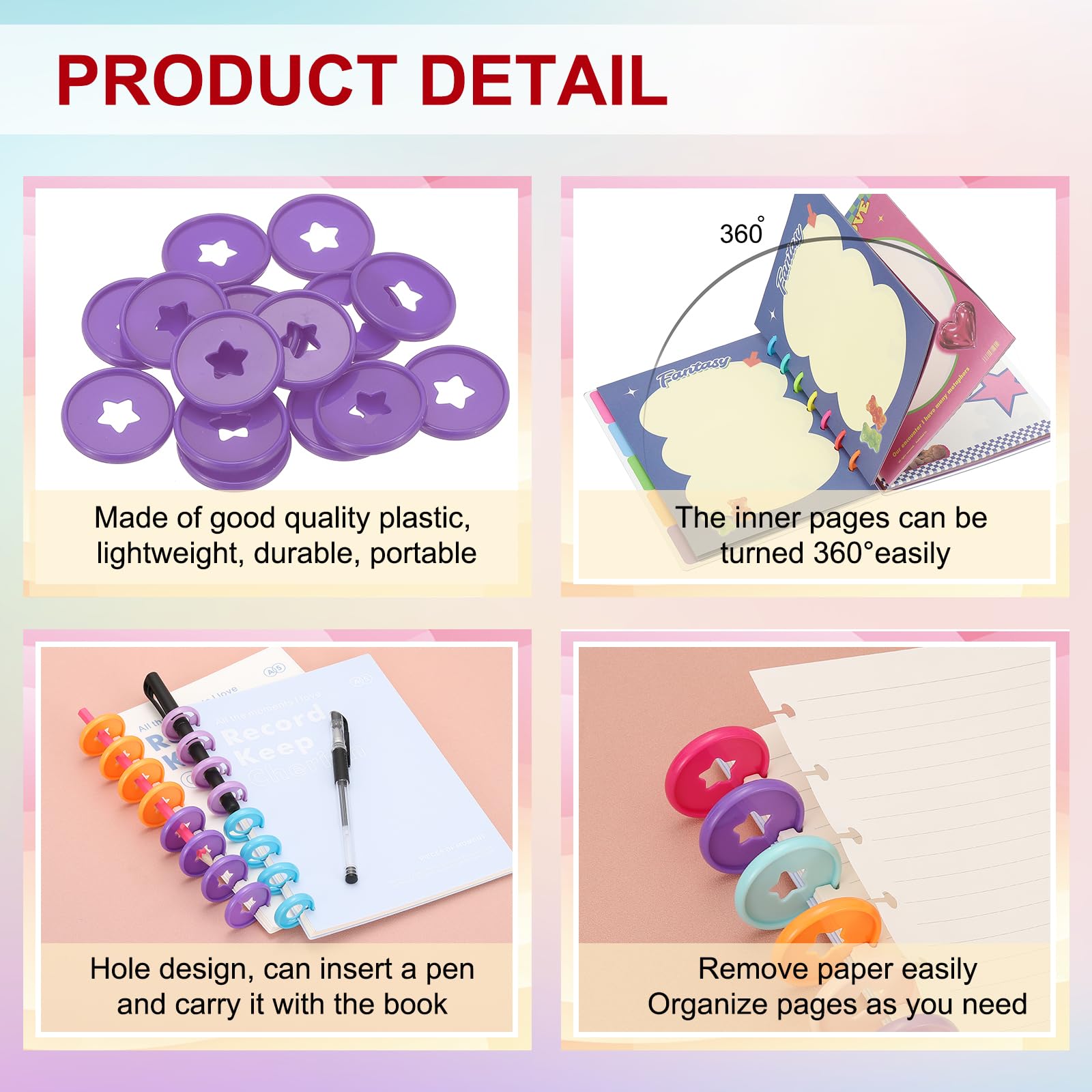 PATIKIL 35mm 1.38" Plastic Round Book Binding Discs - Image 3