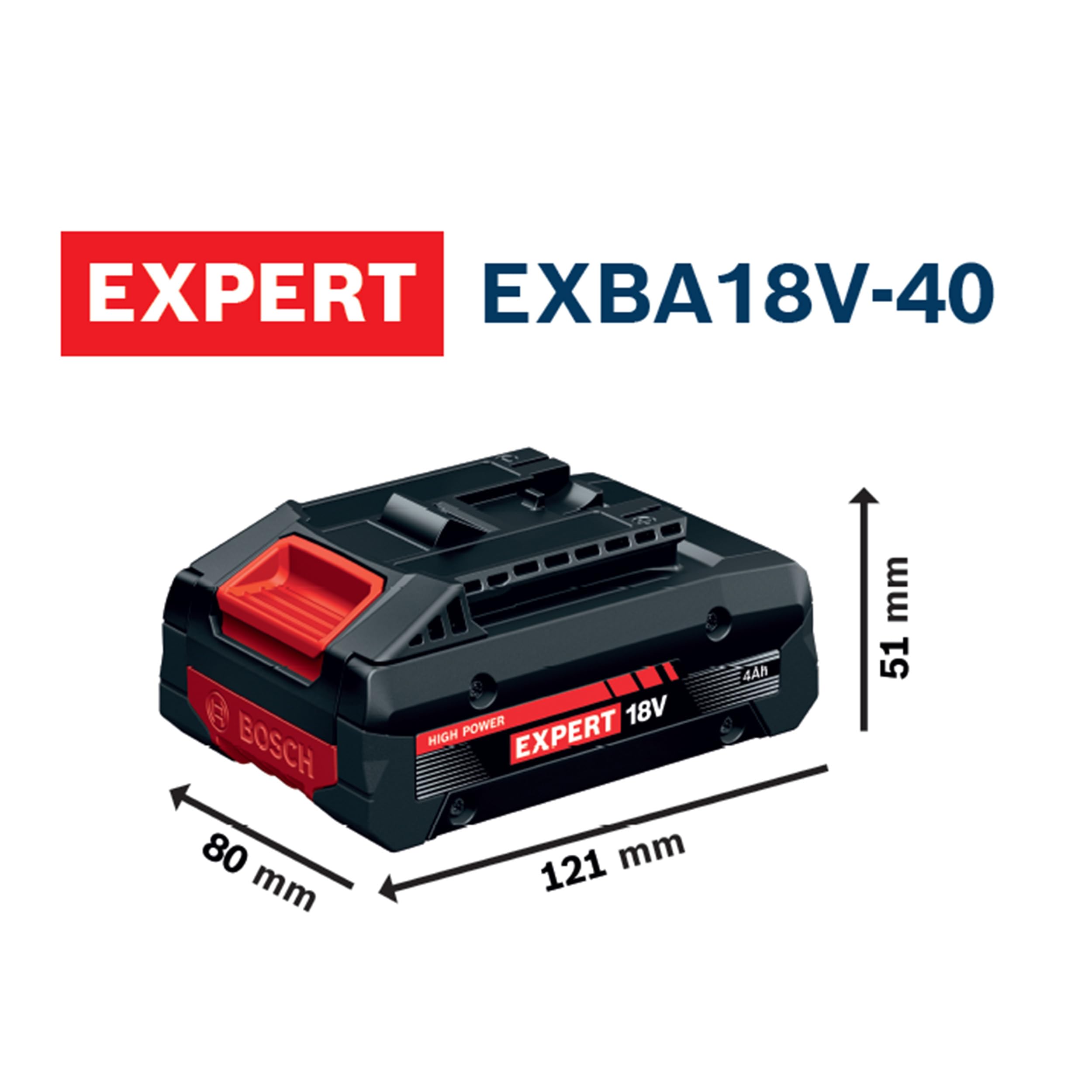 Bosch EXPERT 18V System Hochleistungsakku EXBA18V-40 (bis zu 2000 W max. Leistung)