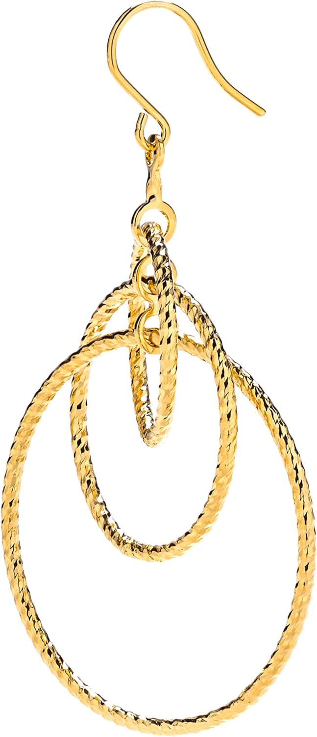 LIFETIME JEWELRY Triple Hoops Earrings for Women 24k Real Gold Plated