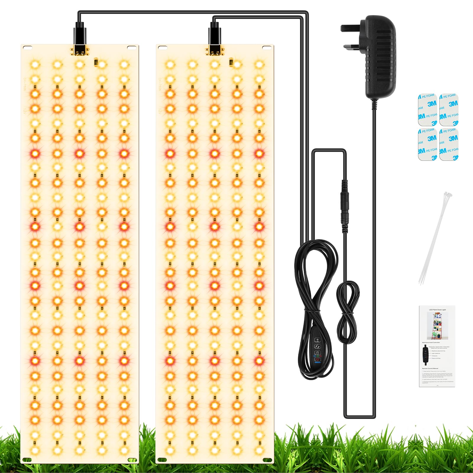 offcup grow lights for indoor plants, 2 pieces 5000k full spectrum led light, 270 leds plant grow light with 3/9/12h auto on/off timer, 3 modes, 10