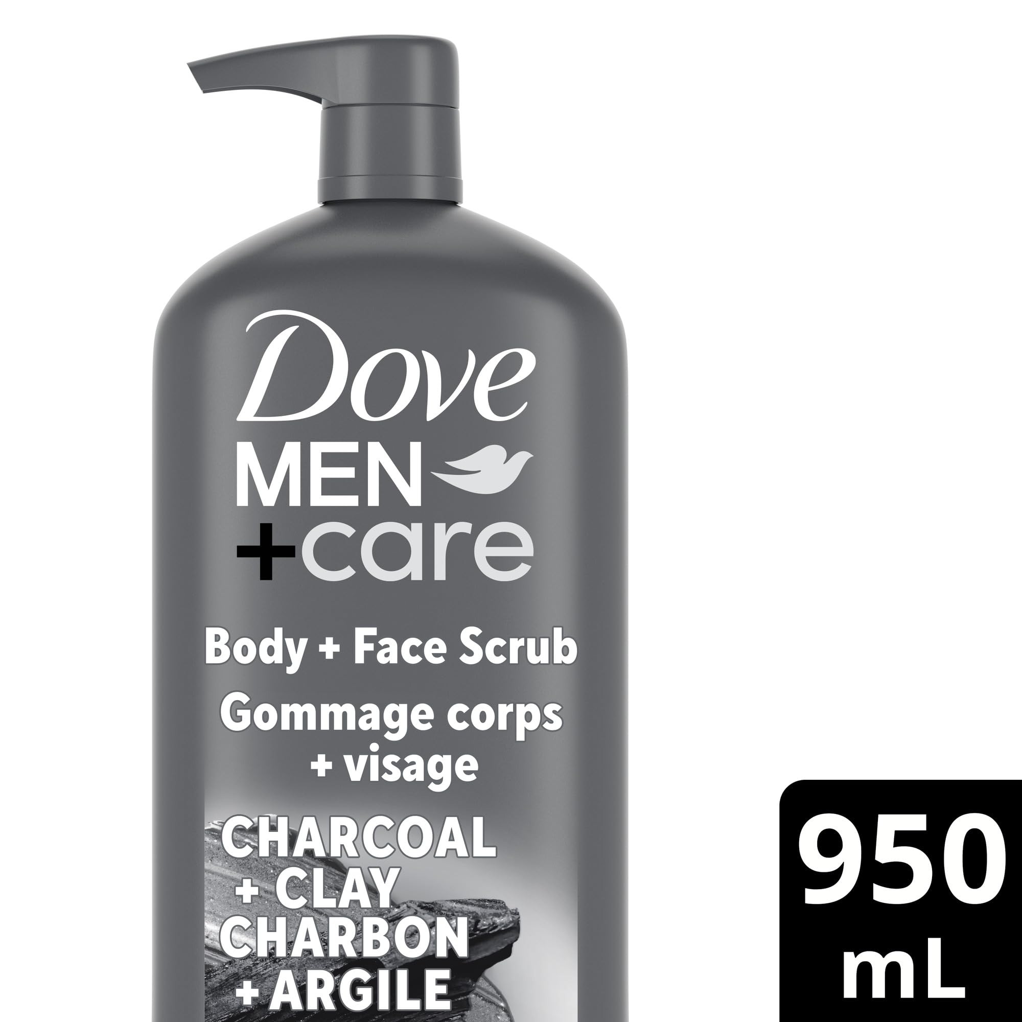 Dove Men+Care Body+Face Scrub Hydrating Charcoal+Clay 24hr Nourishing, 950mL - 3