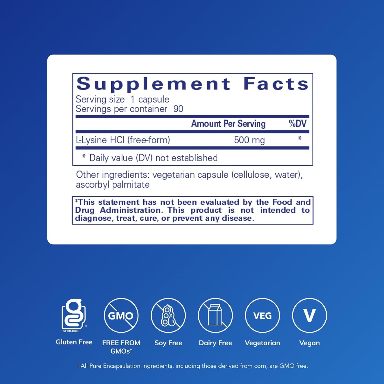 Pure Encapsulations L-Lysine, 90 Capsules image 2