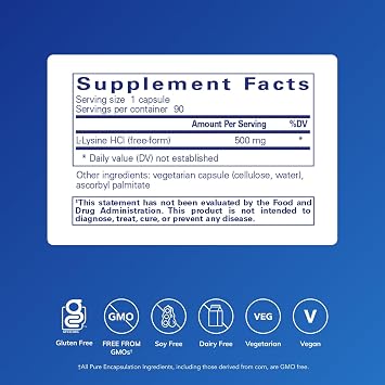Pure Encapsulations L-Lysine, 90 Capsules