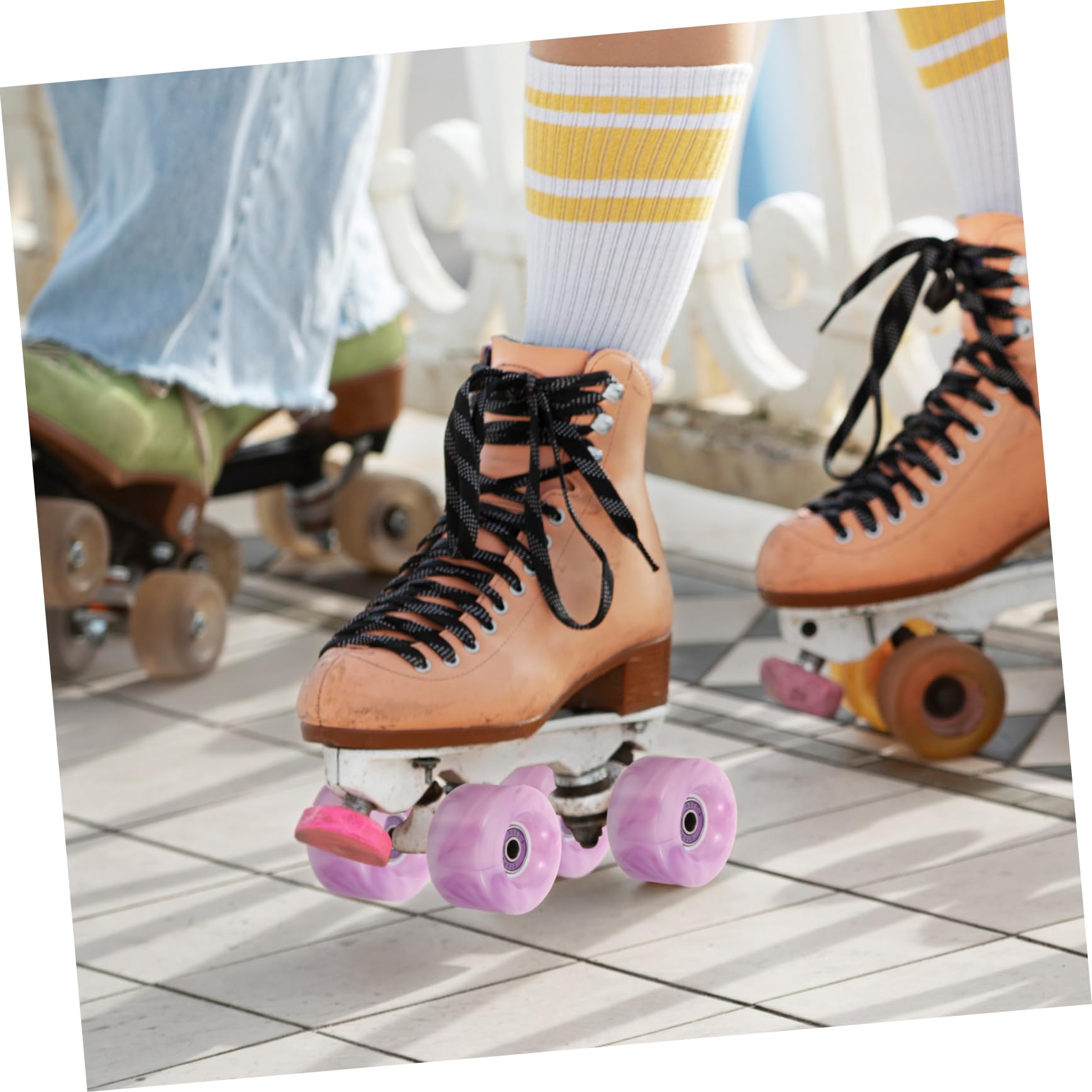 Ruedas de Patín en Línea 83 Mm 82a Pu Doble Color Púrpura Rodamientos, Alta Elasticidad, Resistentes al Desgaste, Juego de 4 Ruedas para Patinaje al Aire Libre y Color Aleatorio