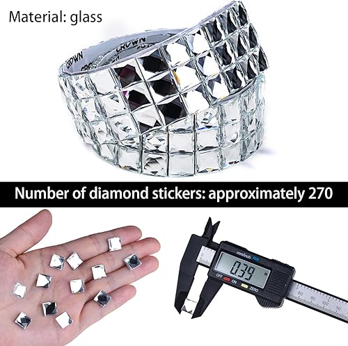 Miniatura 4 de 270 azulejos de diamantes de imitación autoadhesivos de vidrio de 0.394 pulgadas, calcomanías de diamante multifacéticas para decorar productos de
