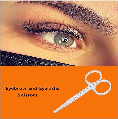 Vista 17 de Tijeras para recortar el vello de la nariz, tijeras de punta redonda de 3.4 pies para recorte de bigote de orejas, cejas, barba, bigote, herramienta