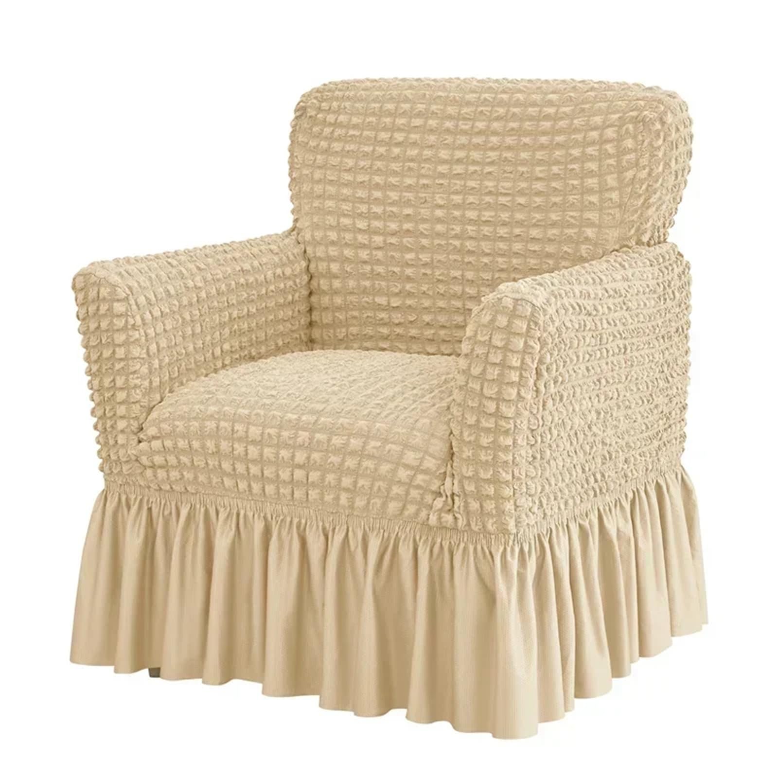 SUBLXPoten Sofa Cover with Skirt Bubble Grid Club Chair Cover Elastic Tub Sofa Covers with Skirt Hem Single Armchair Slipcovers(A8 Club Sofa Cover)