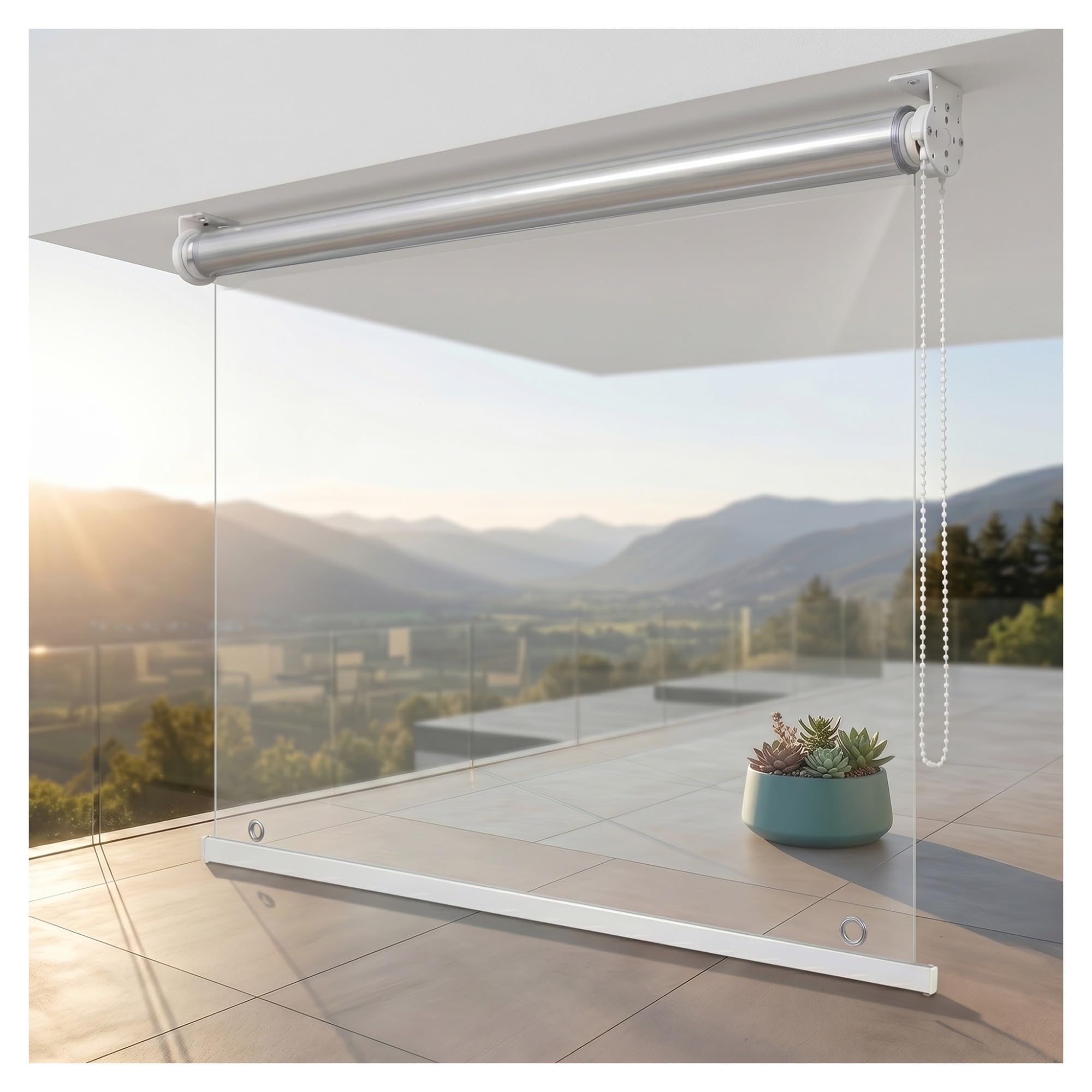 Clear Roller Shade Waterproof with eyelets，for Outdoor Windproof Transparent PVC Blinds, UV Block Roll up Vinyl Shades for Patio Balcony Porch Gazebo Carport(W150*H200cm/W59.05*H78.74in)