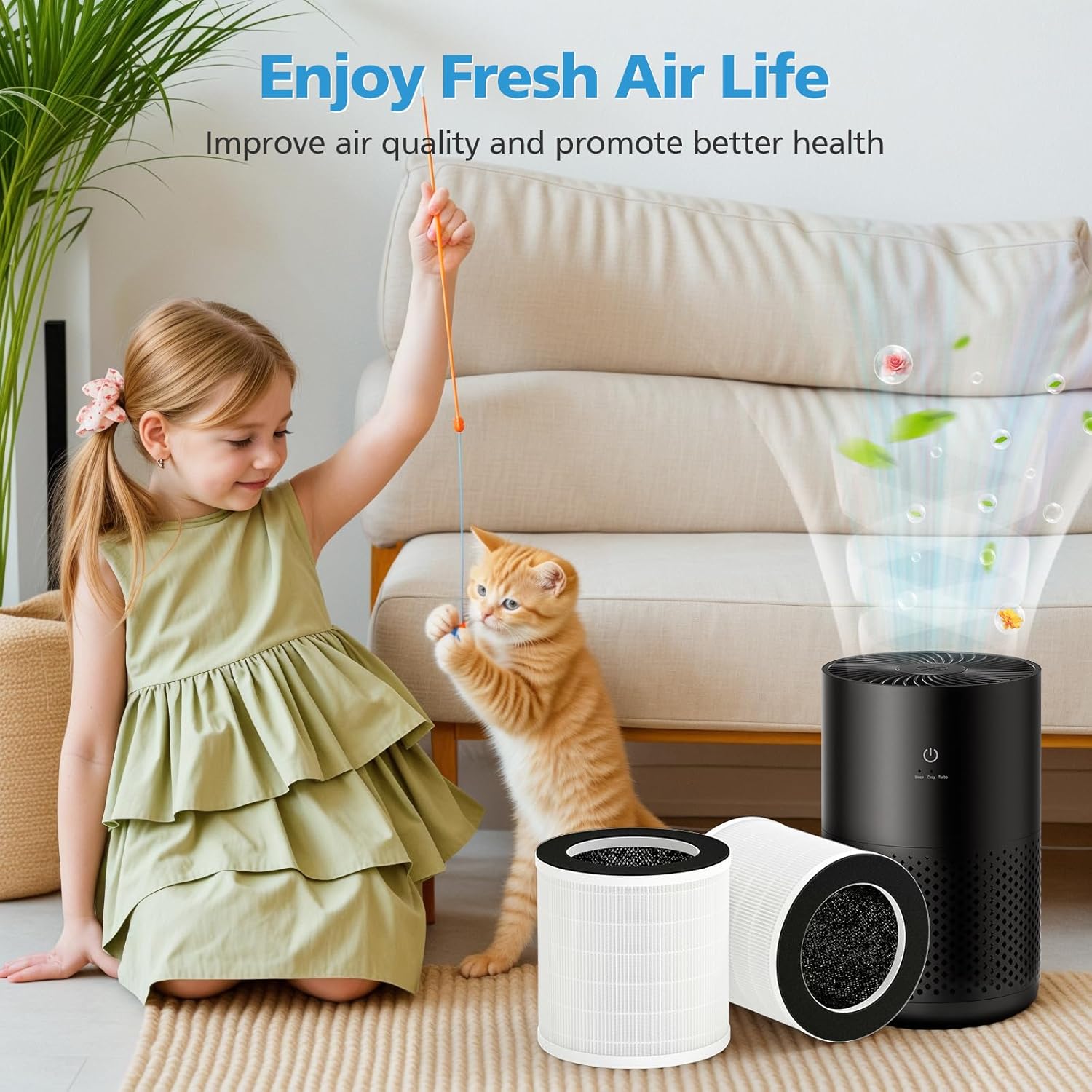 KQ-31 HEPA Replacement Filter, Compatible with Aucleia KQ-31/KQ-31A, AIRTOK KQ-31, KQLKJ KQ-31, iooo K31 Air Purifiers, 360° 3-Stage Filtration for Dust,Pets,Hair,Smoke Odor, 2-Pack - Image 6