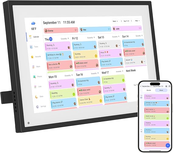 10.1 Inch Digital Calendar+Digital Picture Frame, 2026 Desk Calendar Smart WiFi Planner & Chore Chart, IPS HD Interactive Touchscreen Display Gifts for Women Men, Christmas Gifts for Mom Dad