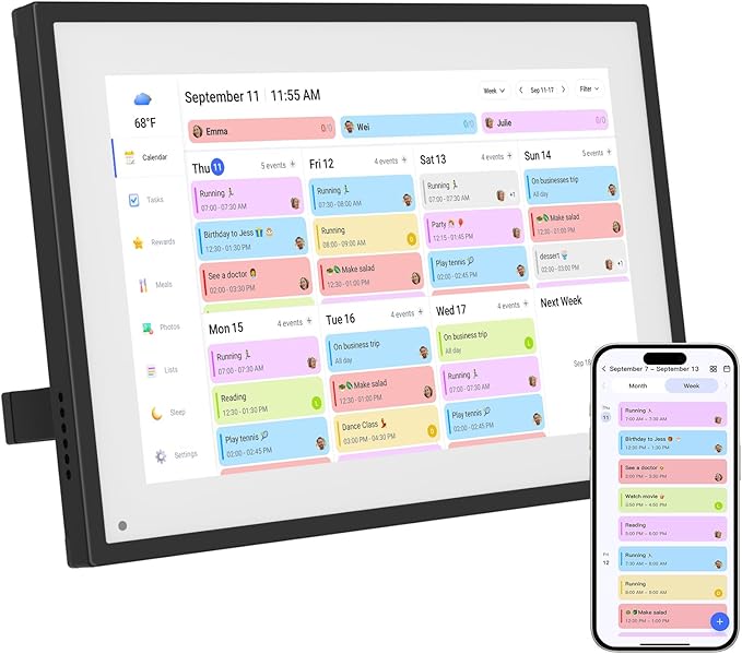 15.6 Inch Digital Calendar Wall Touch Screen Chore Chart, 32GB Electronic Calendar + Smart Family Planner, Wall and Desk Mountable, Gifts for Women Men, Gifts for Mom Dad