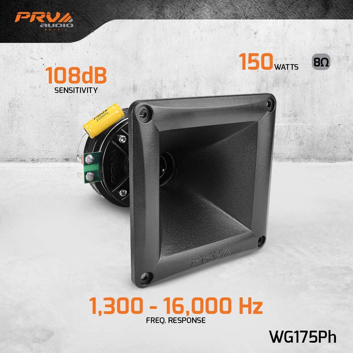 PRV AUDIO 2X WG175Ph 1" Exit Compression Driver, 150 Watts 8 Ohm with Compact Waveguide, 108dB Tweeter Driver + Horn Combo - High Frequency Driver (2 Horn Drivers) Bundle 300 Watts