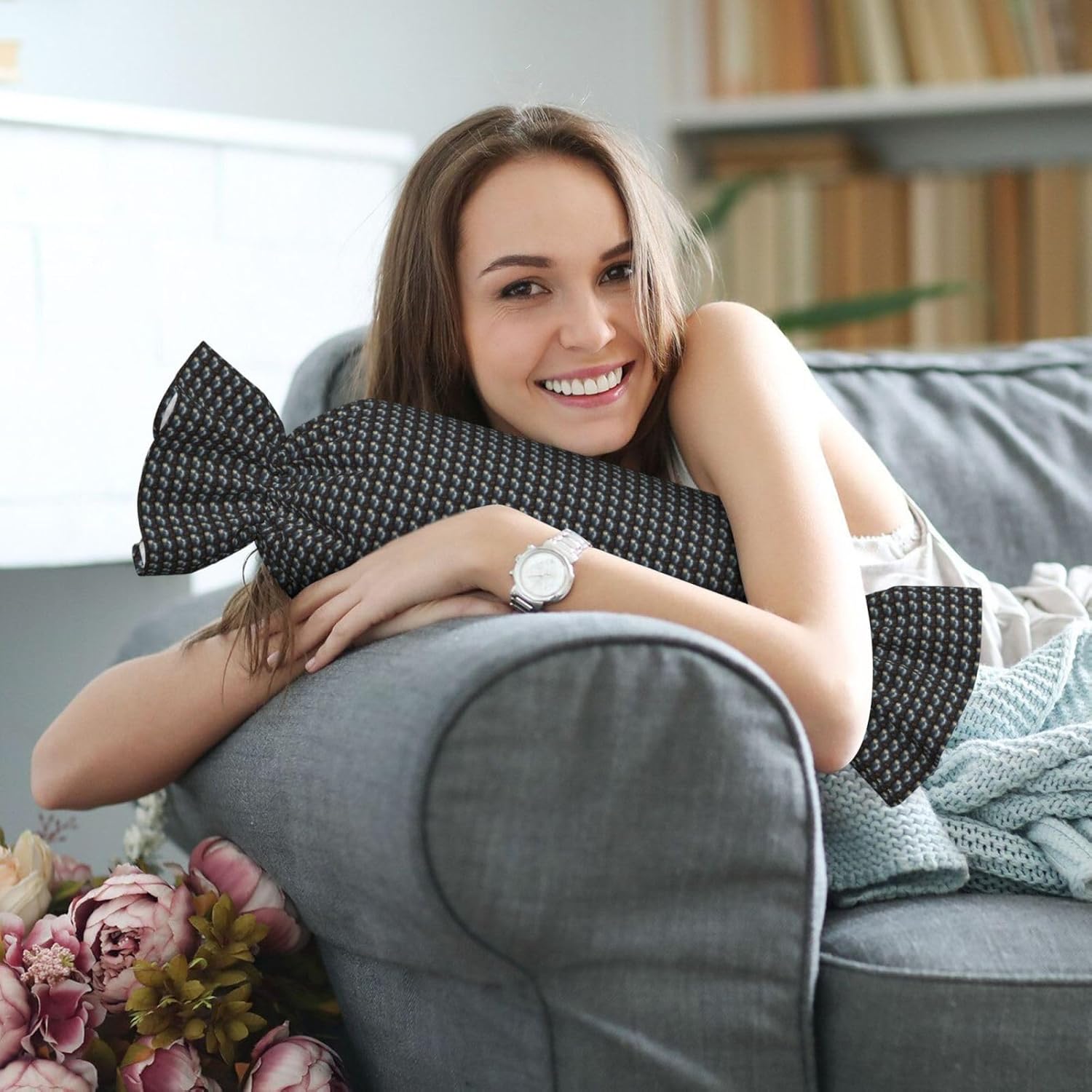 Halloween Flying Bats 4 Print Candy Cylindrical Pillow Eco-Friendly Round Bolster Bedroom Travel Versatile Use