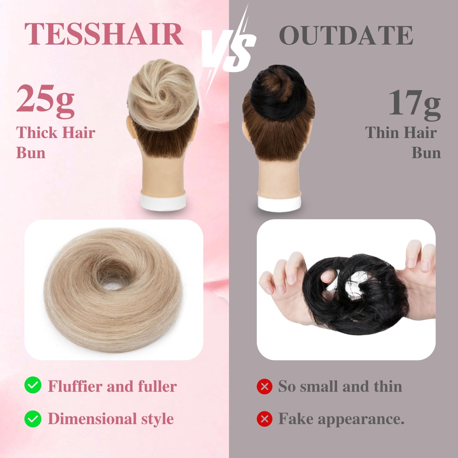 tesshair Messy Bun Hair Piece 100% Real Human Bun Hair Piece Natural Scrunchie Donut with Elastic Band Golden Brown mix Bleach Blonde Hairpieces for Women Girls(Golden Brown mix Bleach Blonde - Image 4