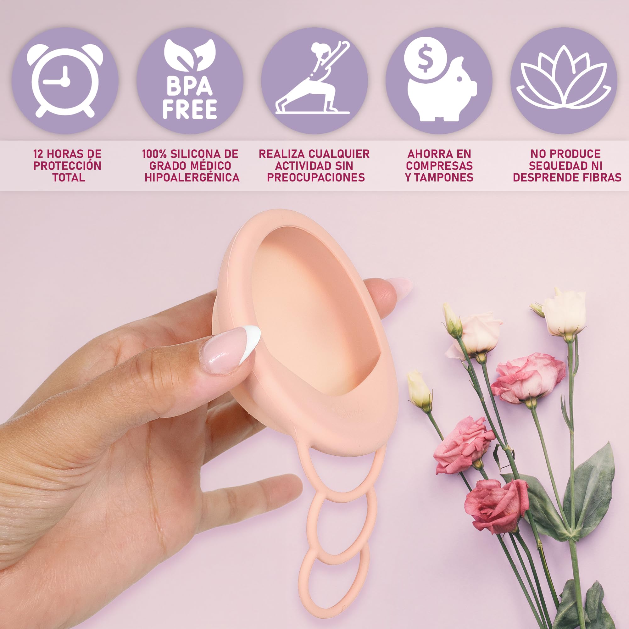 Disque menstruel Bibrad avec zone anti-goutte, poignée réglable et capacité de stockage accrue, 2 disques menstruels taille S et L, stérilisateur, sac et manuel (S-L DISC)
