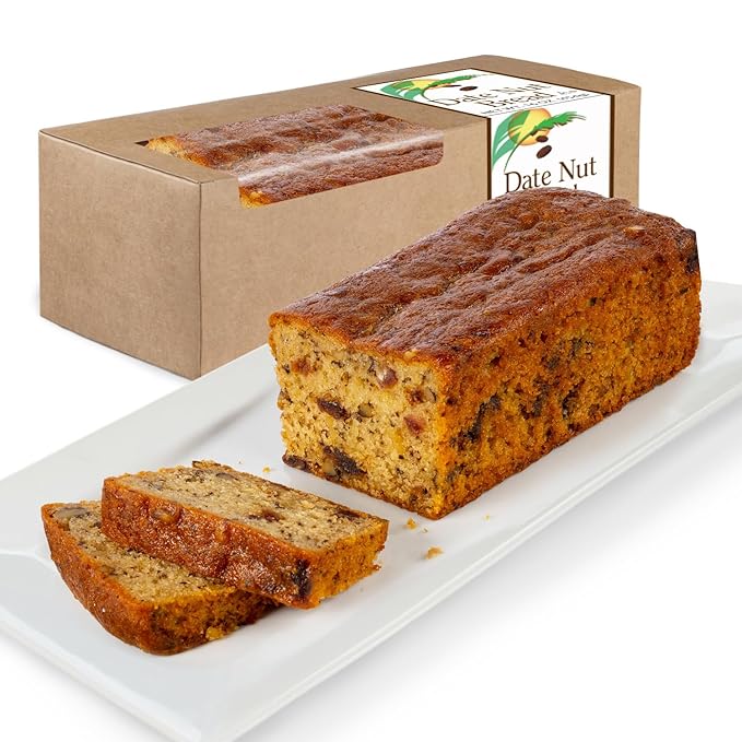 Beatrice Bakery Co Date Nut Breakfast Bread, Grandma's Freshly Made Premium Gourmet Cake With Chopped Dates and Crunchy Walnut Pieces, Serves 6-10 (16 oz)