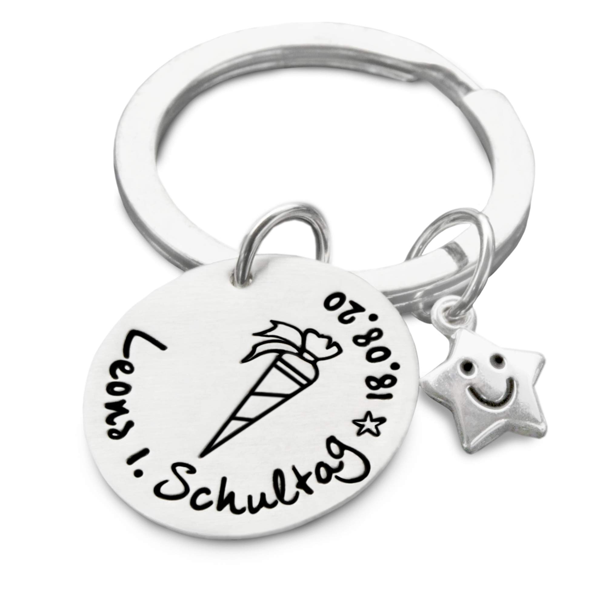 Geschenk Einschulung Schlüsselanhänger Schlüsselring personalisiert Gravur SCHULTÜTE Namen Schulanfang Zuckertüte Füllung Mädchen Junge