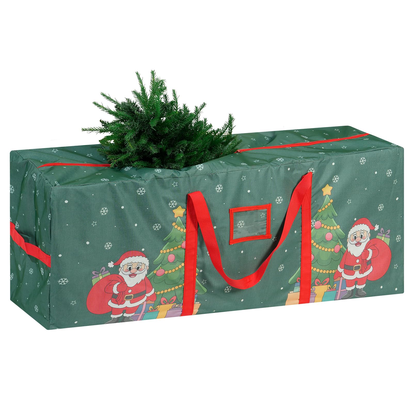 TaoQ C 9 Ft Christmas Tree Storage Bag, Waterproof Heavy Duty Oxford, Large Christmas Tree Bag with Handles and Sleek Zipper for Christmas Wreath Ornaments, Green