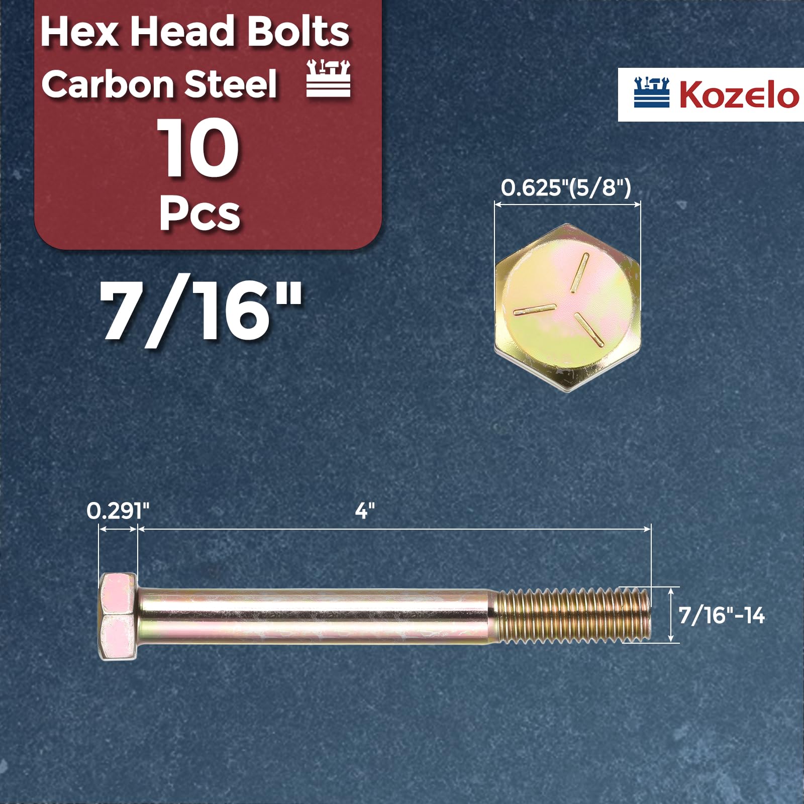 Kozelo 10 Pcs Hex Head Screws Bolts - Image 2