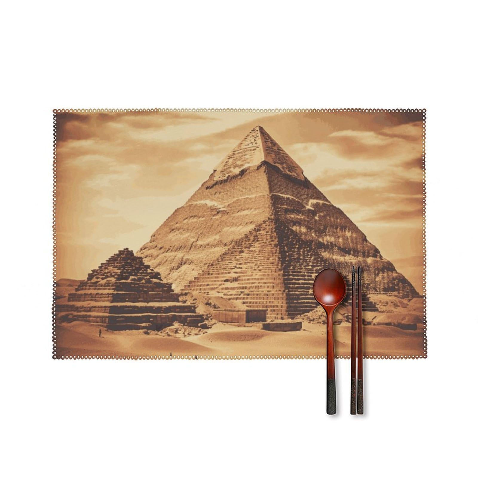 Sets de table infroissables et faciles à nettoyer motif pyramide égyptienne vintage