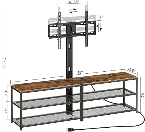 Miniatura 3 de Soporte de TV con soporte y 4 tomas de corriente de 70.9 pulgadas, consola multimedia centro de entretenimiento, soporte giratorio para TV de hasta