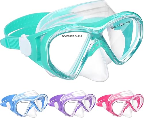 Miniatura 55 de Gafas de natación para niños, máscara de buceo para niños y niñas de 5 a 15 años, gafas de natación antivaho de dos colores con cubierta para la