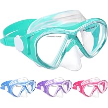 Kids Swim Goggles Snorkel Diving Mask for Boys Girls Ages 6-14, Anti-Fog Swimming Goggles with Nose Cover