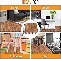 Vista 8 de HomeCube USA - Baldosas de espuma entrelazadas con veta de madera de 3/8 pulgadas de grosor para hogar, oficina, espacio de equipos