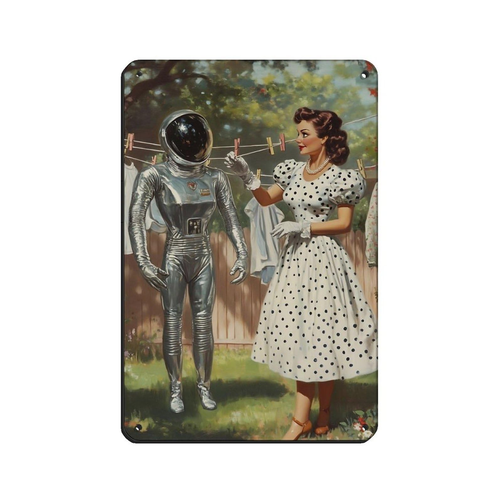 Retro Space Age Retro Poster Metal Tin Sign Chic Art Retro Iron Painting Bar People Cave Cafe Family Garage Poster Wall Decoration 8x12inch(20x30cm)