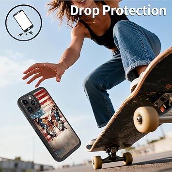 iPhone 16 Pro Max ウォレットケース カードホルダー付き アメリカ国旗 蝶 PUレザー RFIDブロック 磁気クラスプ クレジットスロット フリップ キックスタンド 耐衝撃カバー Apple iPhone 16 Pro Max 6.9インチ 2024年用