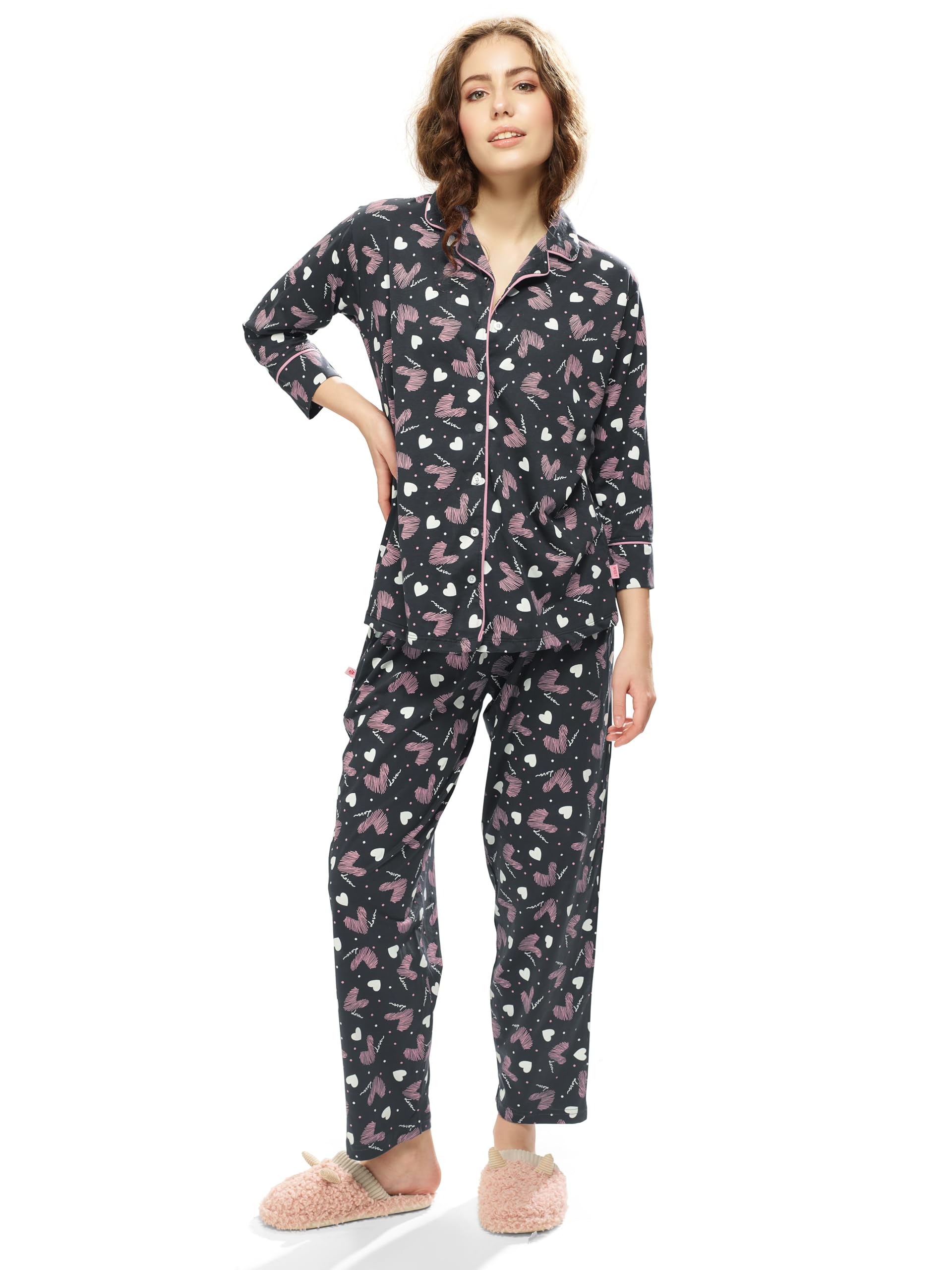 weet Women's Cotton All Over Printed Shirt & Payjama Nightsuit Set-picture-48