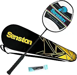 Senston Raquete de badminton de alta qualidade N80, raquete profissional de badminton de fibra de carbono, bolsa de transporte incluída