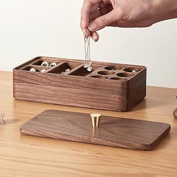 Jewelry Box Small Jewelry Box Necklace Ring Storage Wooden Jewelry Organizer Case Double Layer Travel Jewelry Organizer Box for Women Jewelry Organizer for Women small gift Stabilize