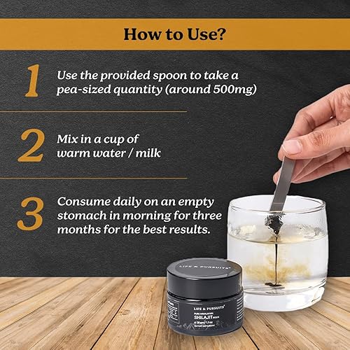 Miniatura 5 de Life & Pursuits Resina Shilajit del Himalaya 100% pura de la India, 1.1 onzas, 500 mg, mínimo 75% de ácido fúlvico, más de 85 minerales traza,