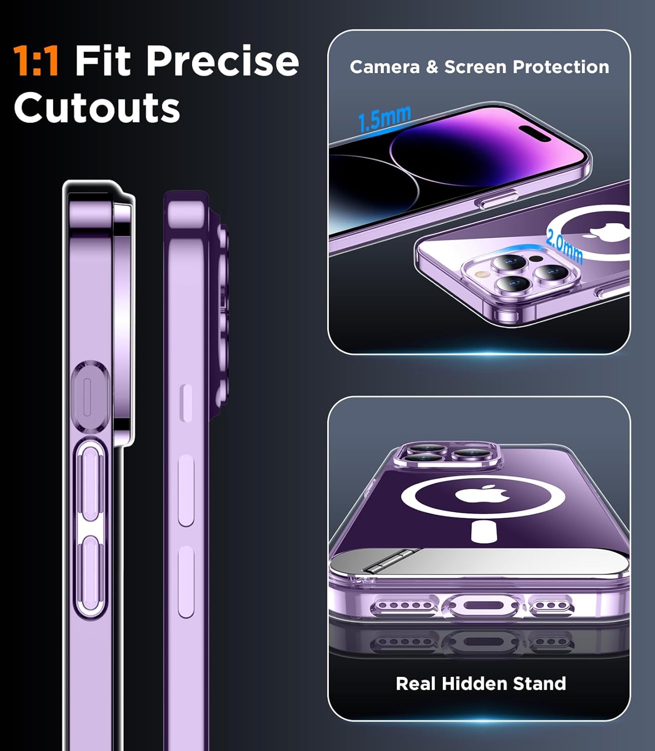 Temdan Magnetic Compatible with iPhone 14 Pro Max Case, [Built-in Invisible Kickstand][Compatible with MagSafe] [Military Grade Shockproof] Slim Thin Phone Case for iPhone 14 Pro Max 6.7" - Image 7