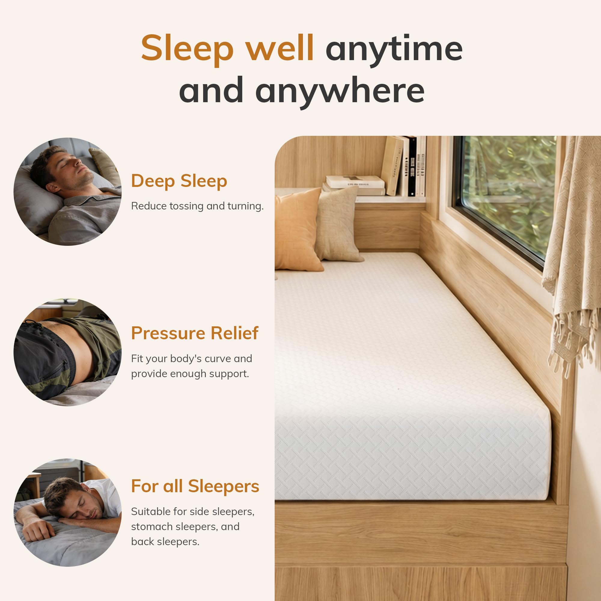 Best Short Queen Mattress for RVs: 2026 Picks 3 SynthoSpace Short Queen RV Mattress - 8 Inch Green Tea Memory Foam — product photo