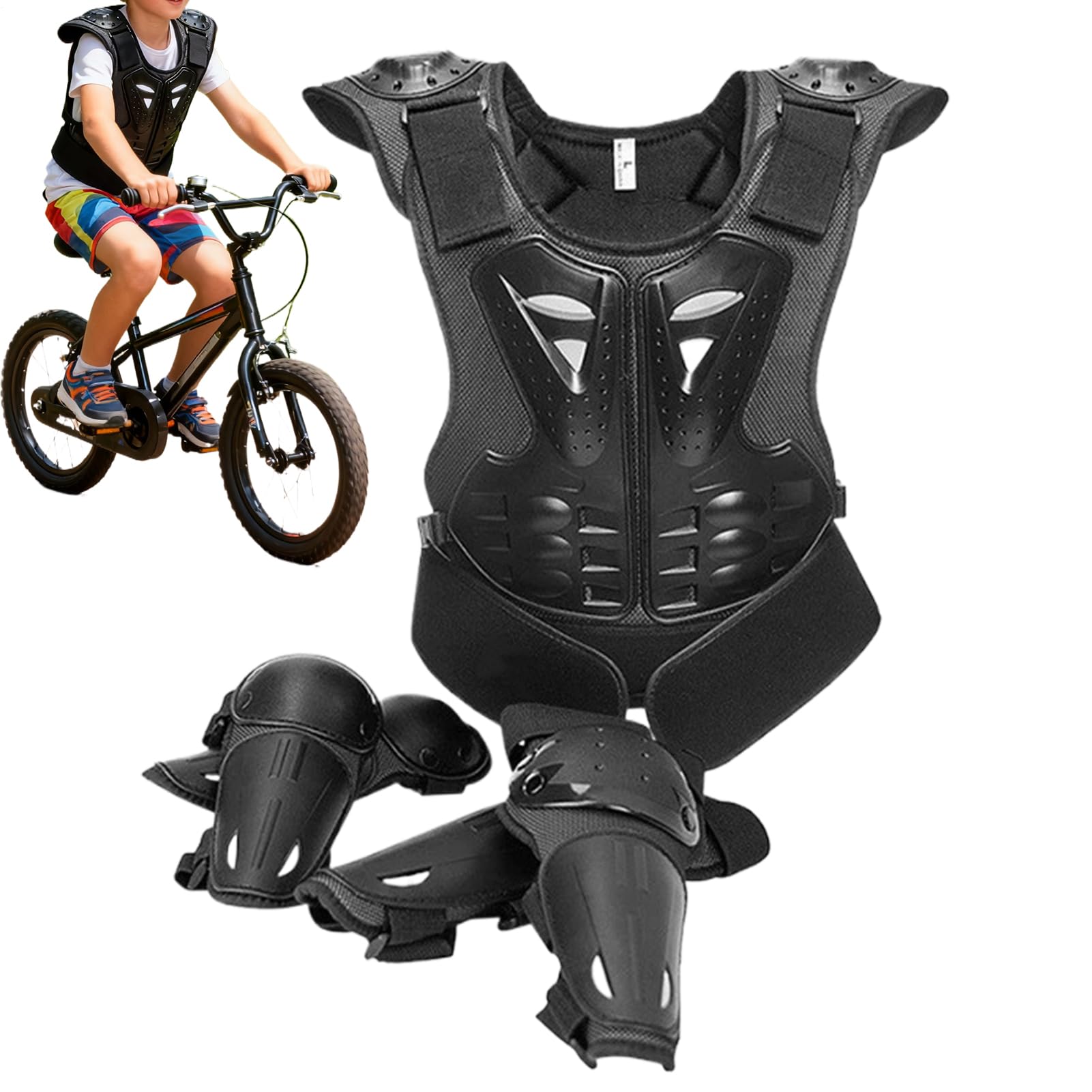 Młodzieżowe wyposażenie motocrossowe, ochraniacz klatki piersiowej z ochraniaczami na łokcie i kolanami, oddychające wyposażenie motocyklowe, dla dziewcząt, jazdy na nartach, deskorolce, rowerze