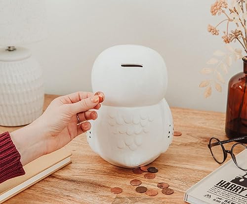 Miniatura 5 de Harry Potter Chibi Hedwig - Banco de monedas figurado de 8 pulgadas | Cerámica con detalles pintados a mano | Organizador de caja de almacenamiento