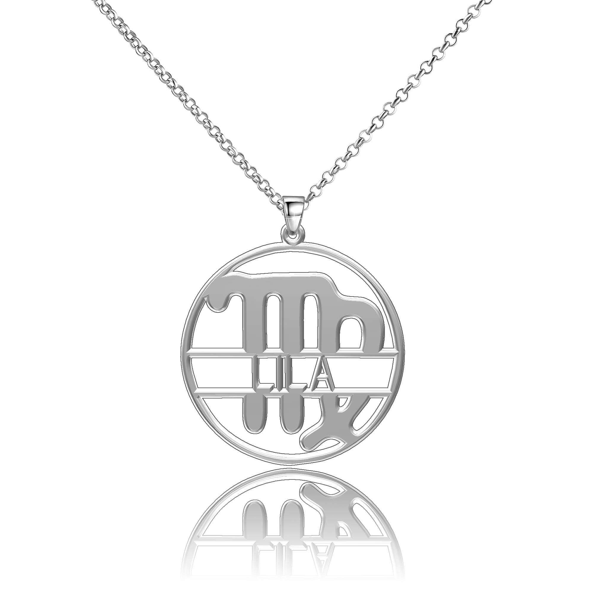 LoEnMe Jewelry Sterling Silver 12 Constellations Custom Zodiac Signs Virgo Personalized Name Necklac
