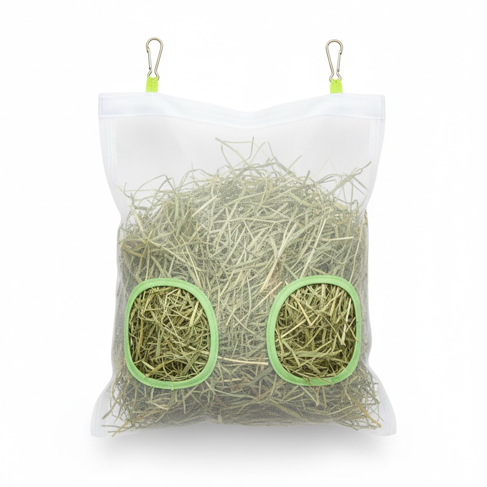 AlustraVive Rabbit Hay Feeder Bag, Chew-Resistant Dual-Hole Slow Dispenser for Bunny & Guinea Pigs 9.8x11inches, 2025 New Model