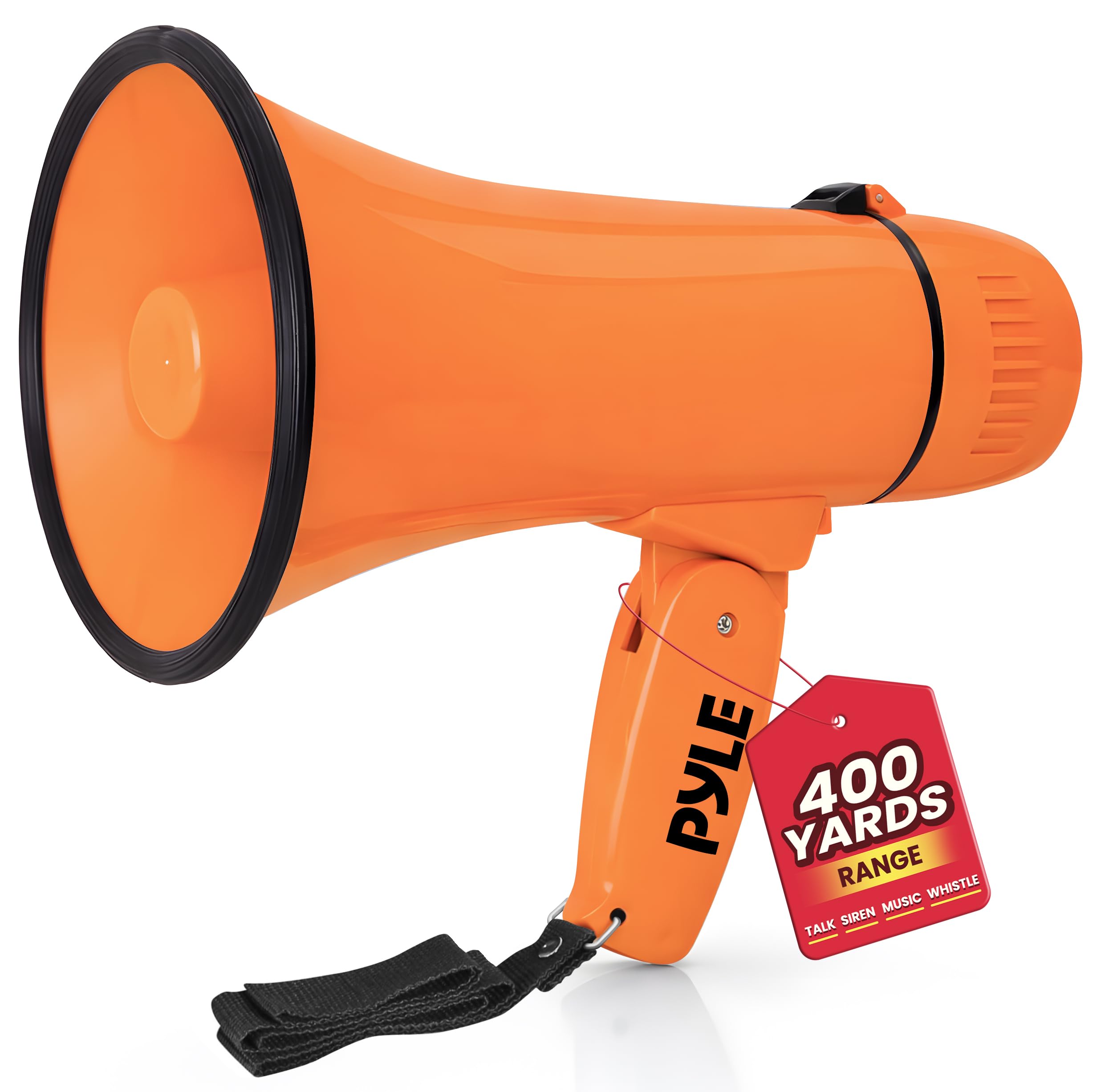 Pyle Megaphone Speaker with Siren, Bullhorn 20W with Loud Speaker, For Music, Whistle and Record Cheer Megaphones, For Soccer Coach and Football Game Day Essentials