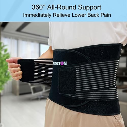 Miniatura 3 de TESETON Soporte de espalda para hombres y mujeres, cinturón de apoyo para aliviar el dolor de espalda baja hernia discal, ciática, escoliosis, malla