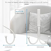 Vista 2 de FYY Ganchos para colgar sobre la puerta, paquete de 2 ganchos para puerta con almohadilla de esponja para evitar arañazos, ganchos organizadores