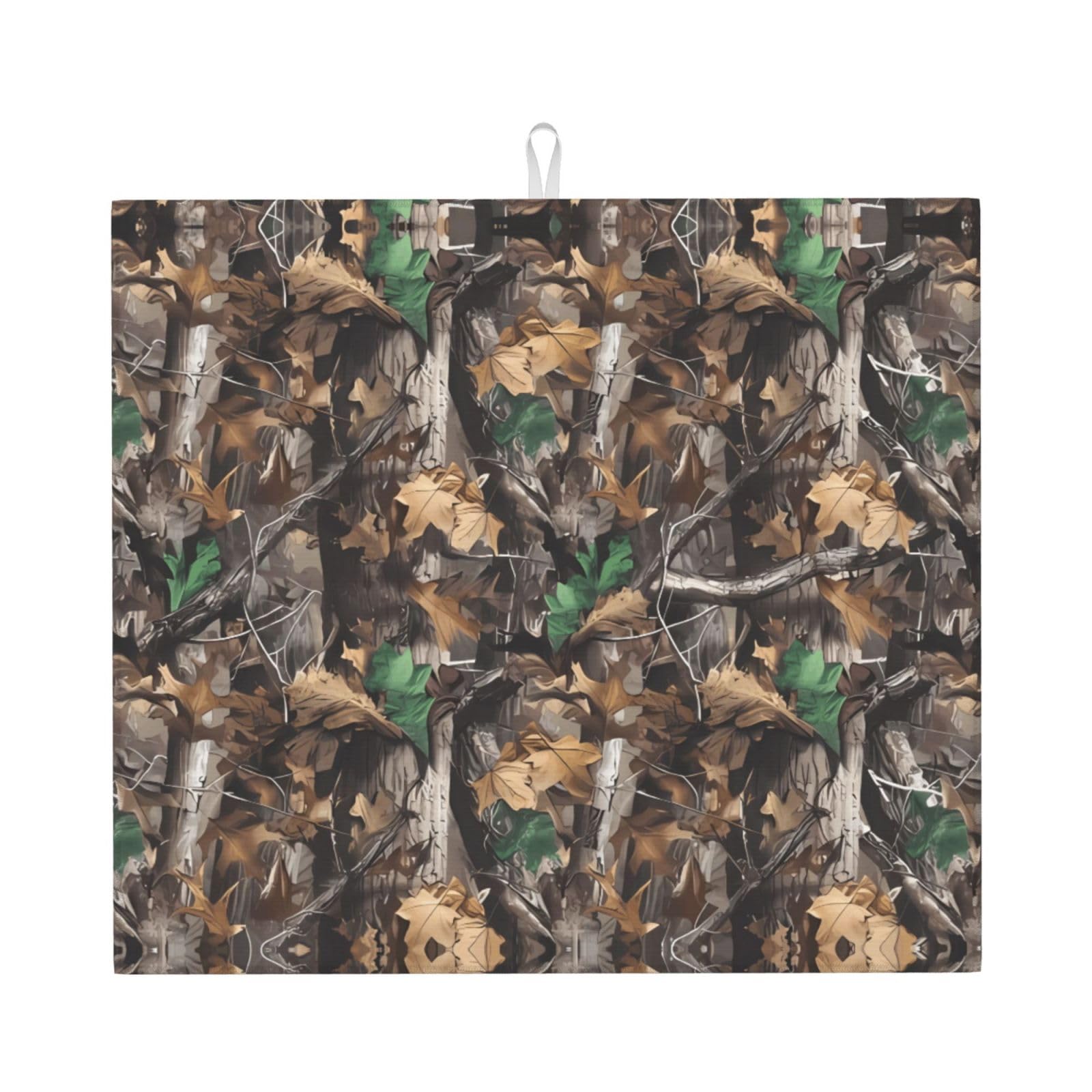 WHJSSF Cold Tree Camouflage Prints Kitchen Drying Mat – Absorbent Dish Throw for Countertops, Quick-Dry Non-Slip Layer with Stylish Prints, Ideal Housewarming Gift